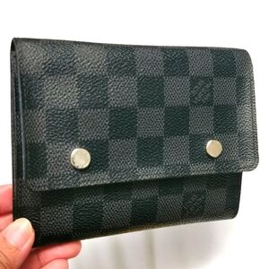 Louis Vuitton Damier Graphite Passport Holder Travel Case Two Snap MI2161